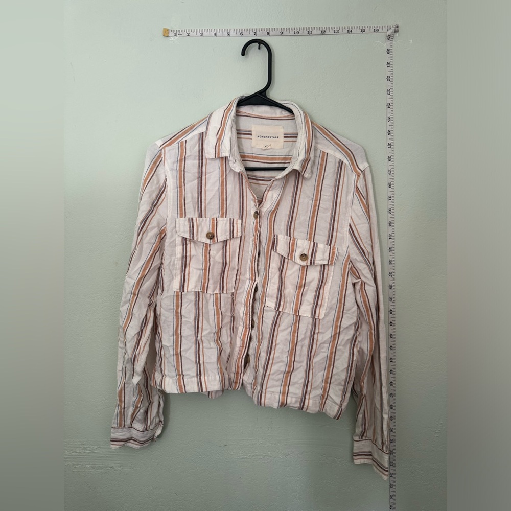 Brown button up top